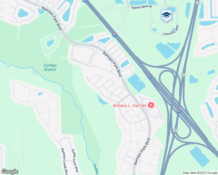 map of restaurants, bars, coffee shops, grocery stores, and more near 7117 Mirabelle Drive in Jacksonville