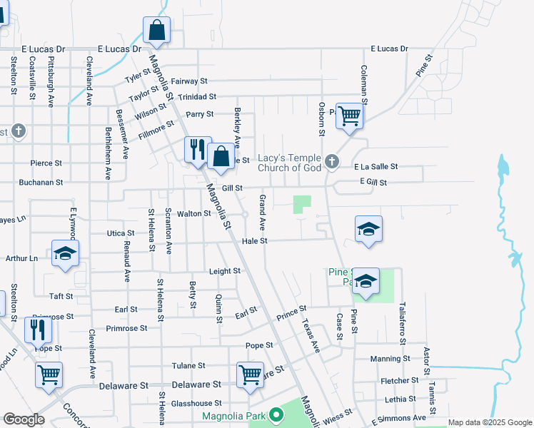 map of restaurants, bars, coffee shops, grocery stores, and more near 3790 Grand Avenue in Beaumont