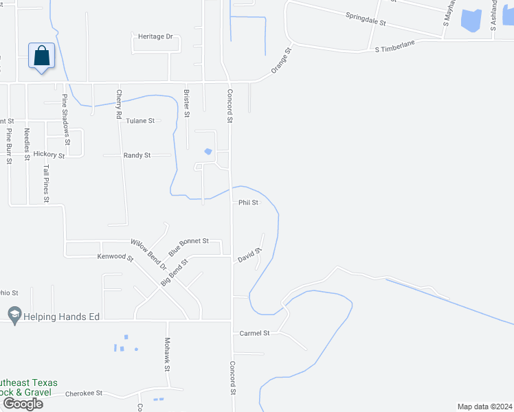 map of restaurants, bars, coffee shops, grocery stores, and more near 1660 Phil Street in Vidor