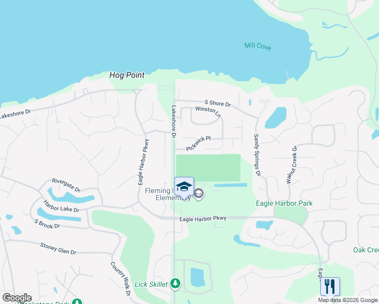 map of restaurants, bars, coffee shops, grocery stores, and more near 1767 Pickwick Place in Orange Park