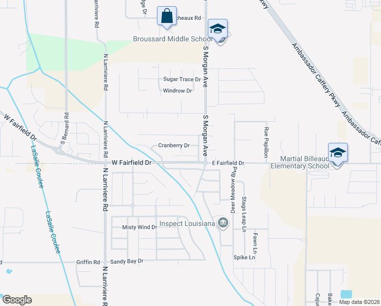map of restaurants, bars, coffee shops, grocery stores, and more near 104 Copeland Dr in Broussard