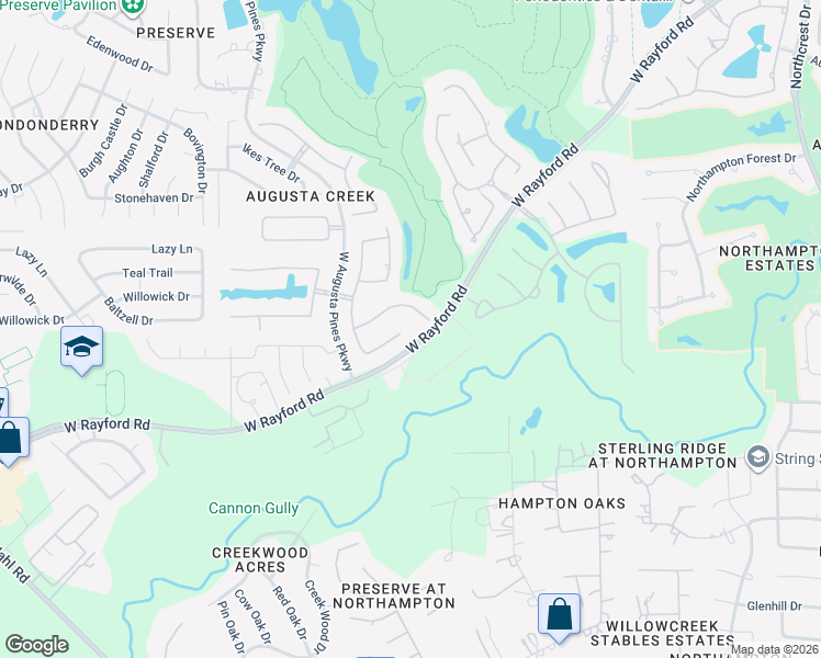 map of restaurants, bars, coffee shops, grocery stores, and more near 7303 Kearney Hill Lane in Spring