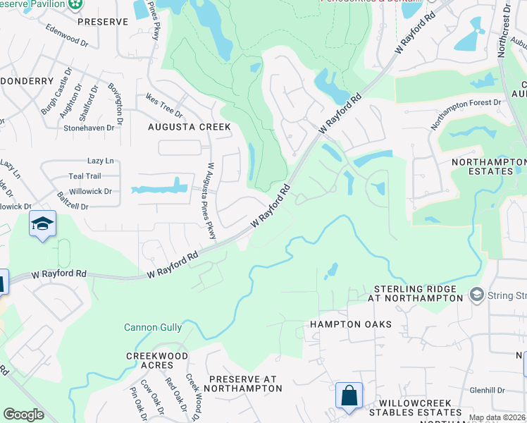 map of restaurants, bars, coffee shops, grocery stores, and more near 7303 Kearney Hill Lane in Spring