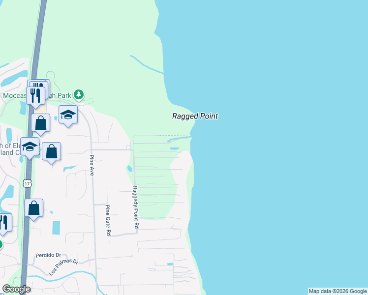 map of restaurants, bars, coffee shops, grocery stores, and more near 4665 Raggedy Point Road in Orange Park
