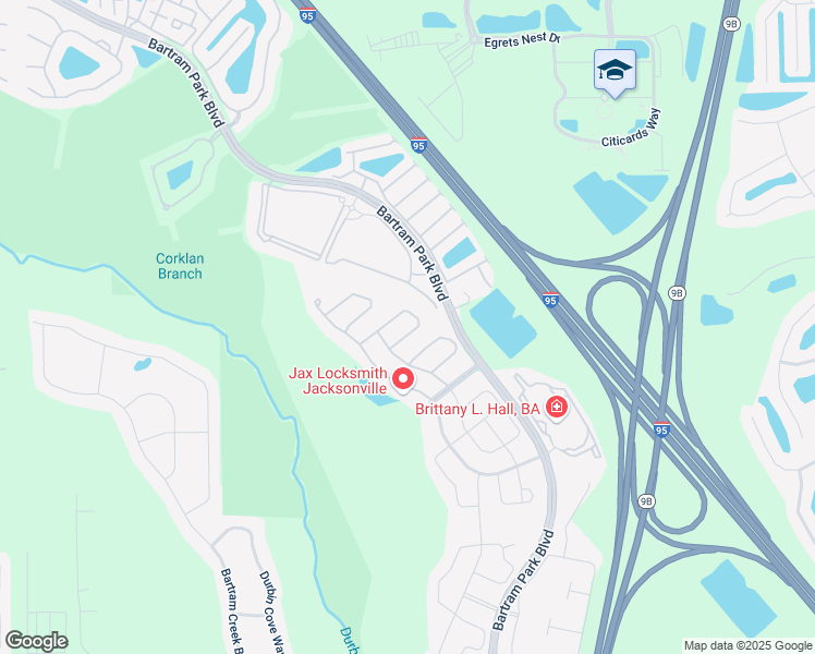 map of restaurants, bars, coffee shops, grocery stores, and more near 7117 Mirabelle Drive in Jacksonville