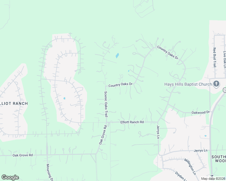 map of restaurants, bars, coffee shops, grocery stores, and more near 69 Country Oaks Drive in Buda
