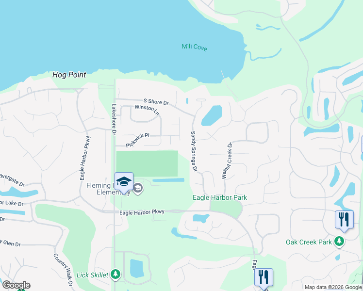 map of restaurants, bars, coffee shops, grocery stores, and more near 1542 Whitehall Lane in Fleming Island