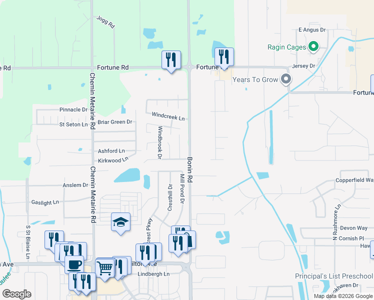 map of restaurants, bars, coffee shops, grocery stores, and more near 2255 Bonin Rd in Youngsville