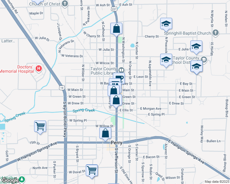 map of restaurants, bars, coffee shops, grocery stores, and more near 200-246 South Quincy Street in Perry