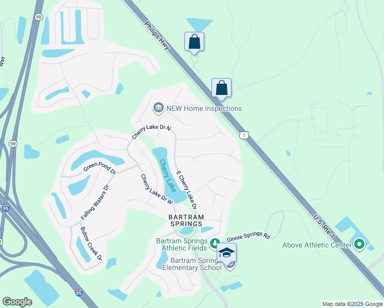 map of restaurants, bars, coffee shops, grocery stores, and more near 6303 Green Myrtle Drive in Jacksonville