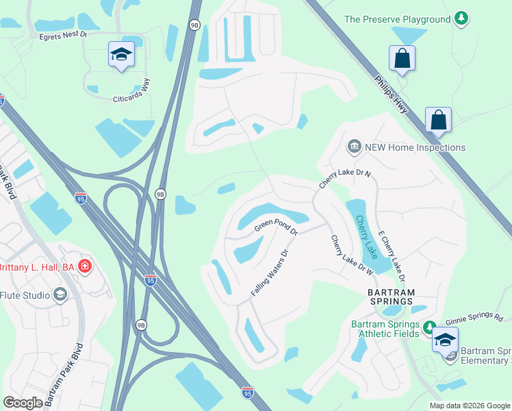 map of restaurants, bars, coffee shops, grocery stores, and more near 14342 Millhopper Road in Jacksonville