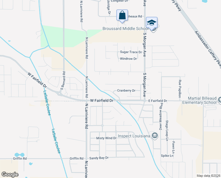 map of restaurants, bars, coffee shops, grocery stores, and more near 202 Waterberry Drive in Broussard