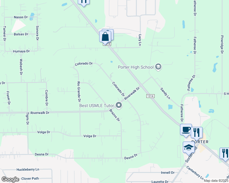 map of restaurants, bars, coffee shops, grocery stores, and more near 22872 Colorado Drive in Porter