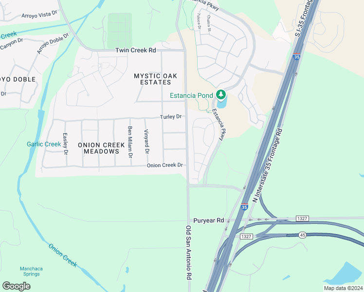 map of restaurants, bars, coffee shops, grocery stores, and more near 12808 Old San Antonio Road in Manchaca