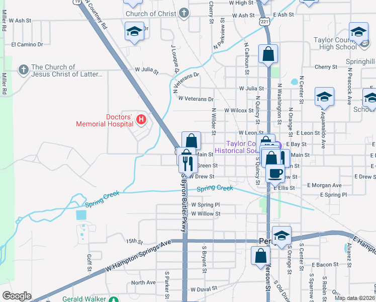 map of restaurants, bars, coffee shops, grocery stores, and more near 815 West Bay Street in Perry