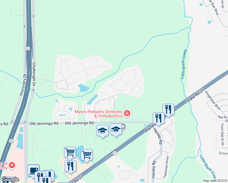 map of restaurants, bars, coffee shops, grocery stores, and more near 1775 Saw Lake Drive in Middleburg