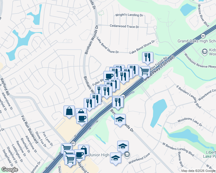 map of restaurants, bars, coffee shops, grocery stores, and more near 3731 Riley Fuzzel Road in Spring