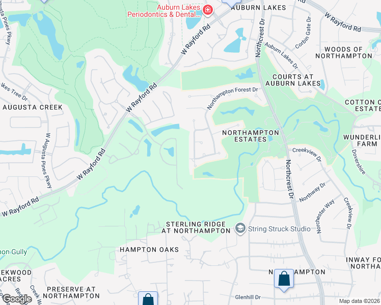 map of restaurants, bars, coffee shops, grocery stores, and more near 24807 Kennington Way in Spring