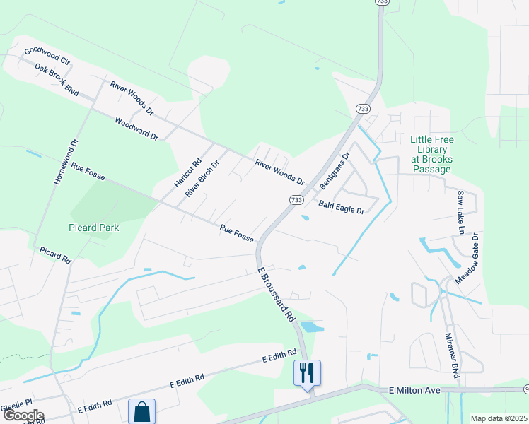 map of restaurants, bars, coffee shops, grocery stores, and more near 121 Nina Lane in Lafayette