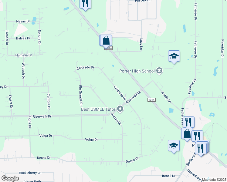 map of restaurants, bars, coffee shops, grocery stores, and more near 22872 Colorado Drive in Montgomery County