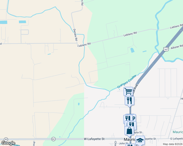 map of restaurants, bars, coffee shops, grocery stores, and more near 141 Goodie Rd in Maurice
