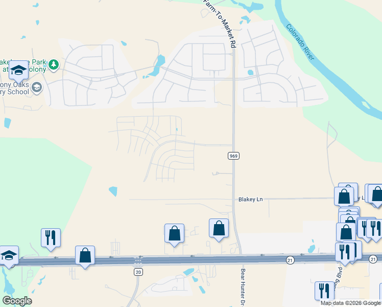 map of restaurants, bars, coffee shops, grocery stores, and more near in Bastrop