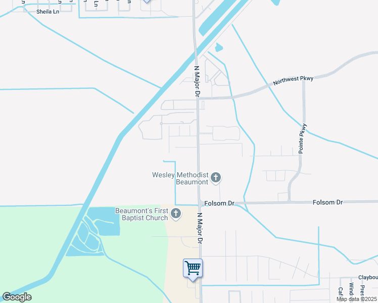 map of restaurants, bars, coffee shops, grocery stores, and more near 3955 North Major Drive in Beaumont