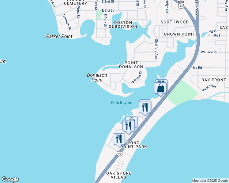 map of restaurants, bars, coffee shops, grocery stores, and more near 1537 Logan Court in Panama City