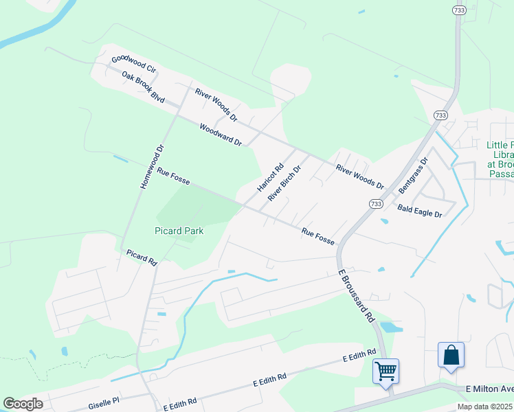 map of restaurants, bars, coffee shops, grocery stores, and more near 101 Riverbirch Drive in Lafayette