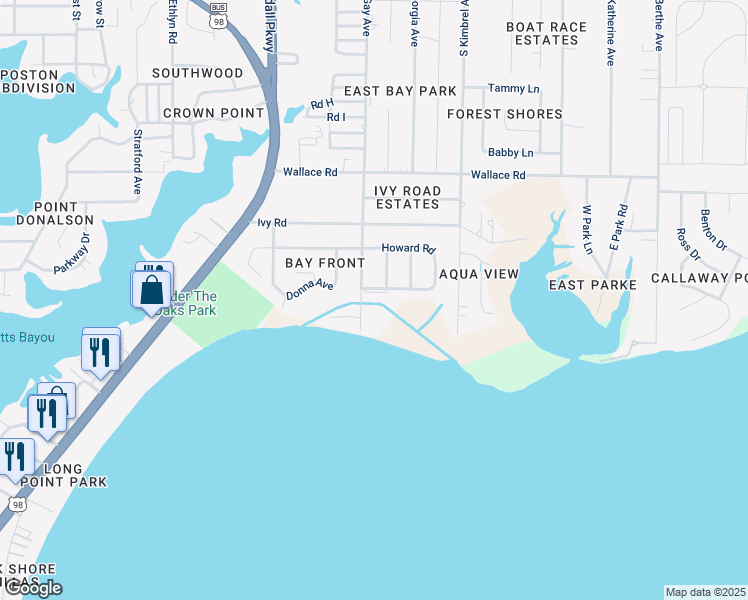 map of restaurants, bars, coffee shops, grocery stores, and more near 1601 South Gay Avenue in Callaway