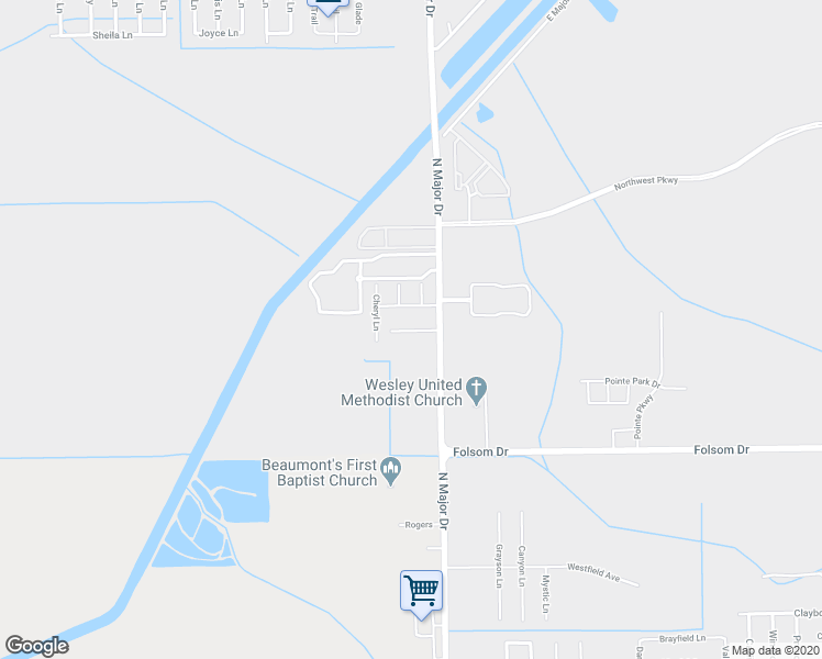 map of restaurants, bars, coffee shops, grocery stores, and more near 3955 North Major Drive in Beaumont