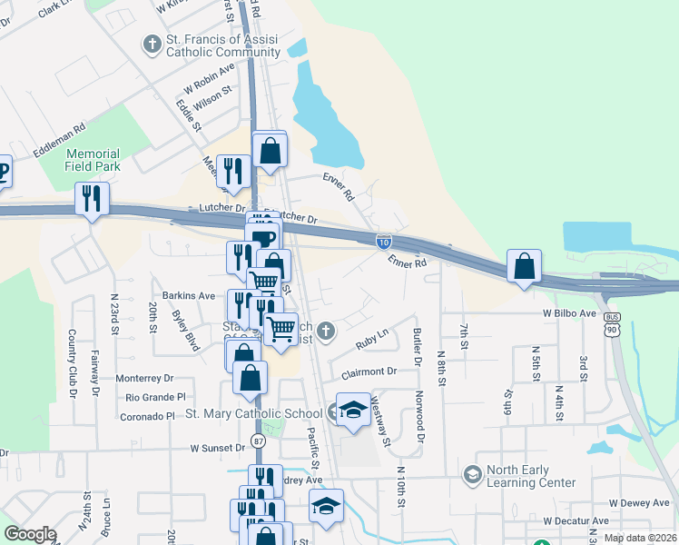map of restaurants, bars, coffee shops, grocery stores, and more near 117 Forest Drive in Orange