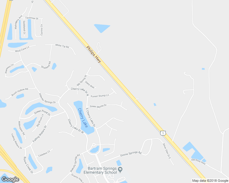 map of restaurants, bars, coffee shops, grocery stores, and more near Silvertip Court in Jacksonville