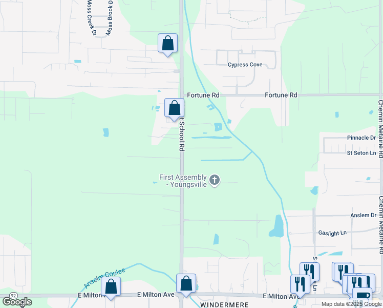 map of restaurants, bars, coffee shops, grocery stores, and more near 109 Maple Grove Lane in Youngsville