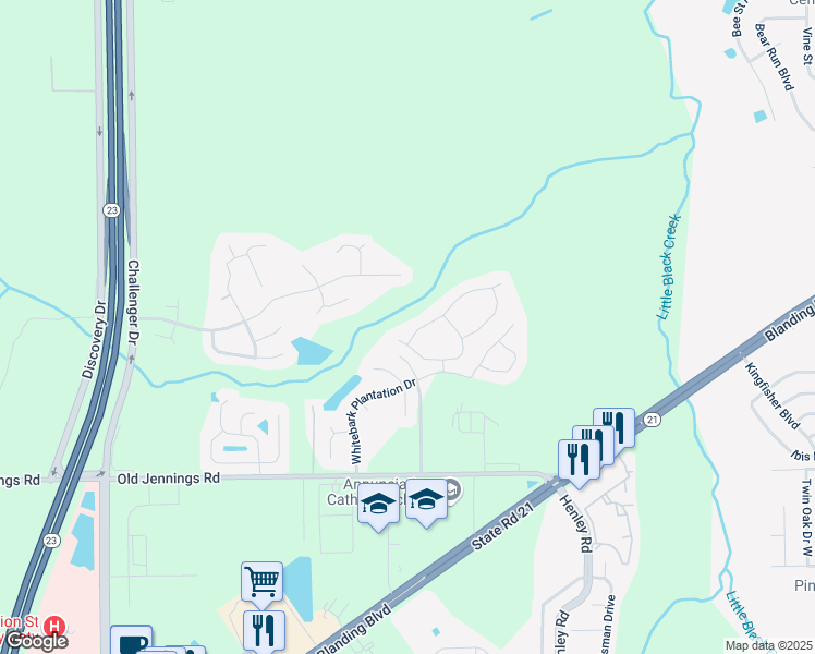 map of restaurants, bars, coffee shops, grocery stores, and more near 1596 Backwater Drive in Middleburg