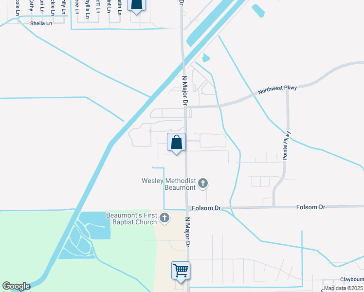 map of restaurants, bars, coffee shops, grocery stores, and more near 4015 Neuman Lane in Beaumont