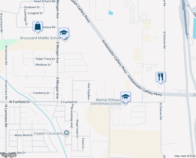 map of restaurants, bars, coffee shops, grocery stores, and more near 209 Rue Beau Soleil in Broussard