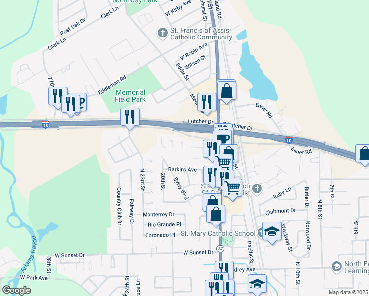 map of restaurants, bars, coffee shops, grocery stores, and more near 3301 18th Street in Orange
