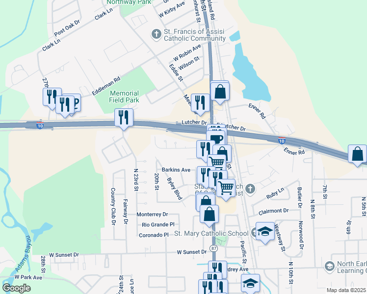 map of restaurants, bars, coffee shops, grocery stores, and more near 3301 18th Street in Orange