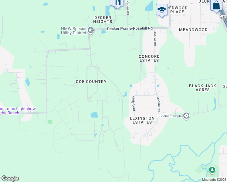 map of restaurants, bars, coffee shops, grocery stores, and more near 26638 Santa Fe in Magnolia