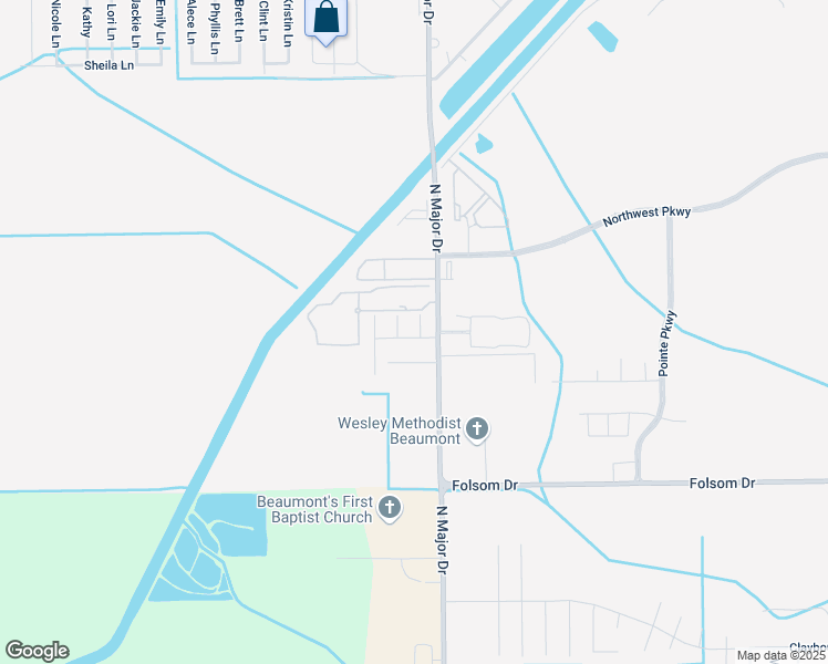 map of restaurants, bars, coffee shops, grocery stores, and more near 4015 Neuman Lane in Beaumont