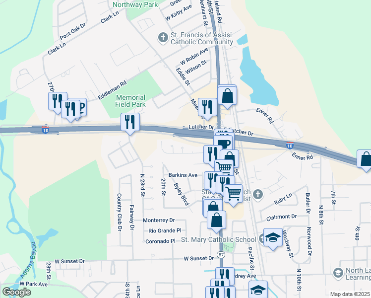 map of restaurants, bars, coffee shops, grocery stores, and more near 3301 18th Street in Orange
