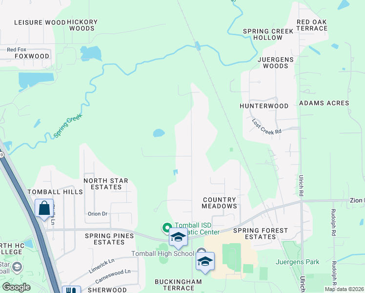 map of restaurants, bars, coffee shops, grocery stores, and more near 30903 Quinn Road in Tomball