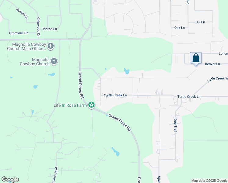 map of restaurants, bars, coffee shops, grocery stores, and more near 19910 Turtle Creek Lane in Magnolia