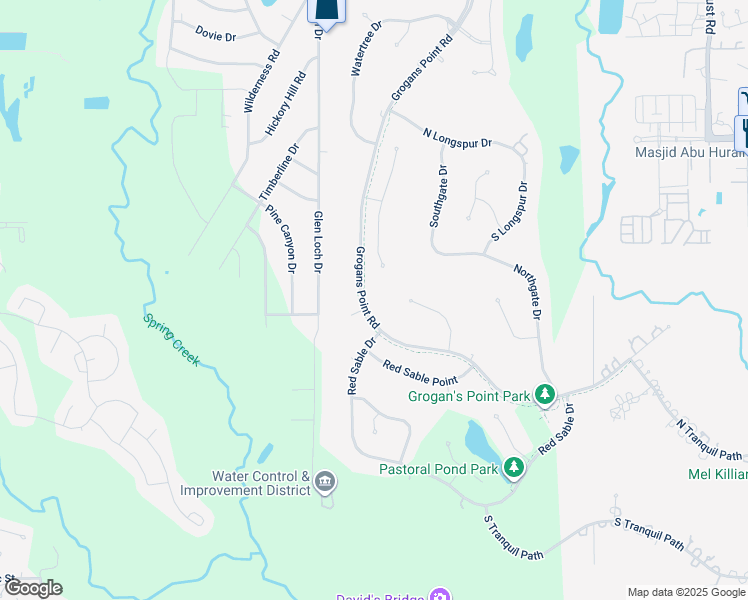 map of restaurants, bars, coffee shops, grocery stores, and more near 101 Grogans Point Road in Spring