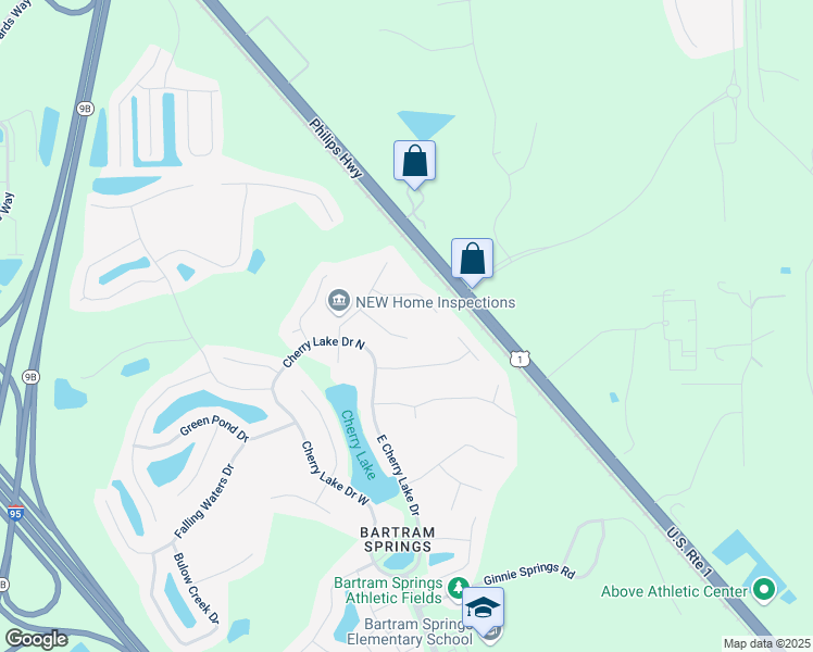 map of restaurants, bars, coffee shops, grocery stores, and more near 6313 Oleta Way in Jacksonville