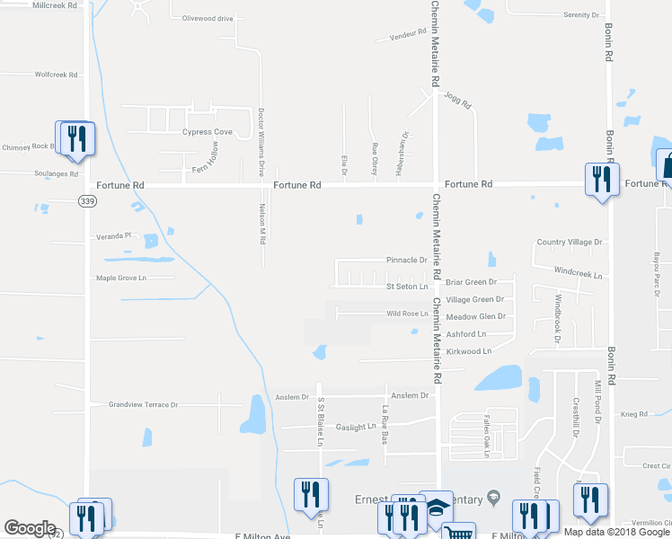 map of restaurants, bars, coffee shops, grocery stores, and more near Saint Blaise Lane in Youngsville