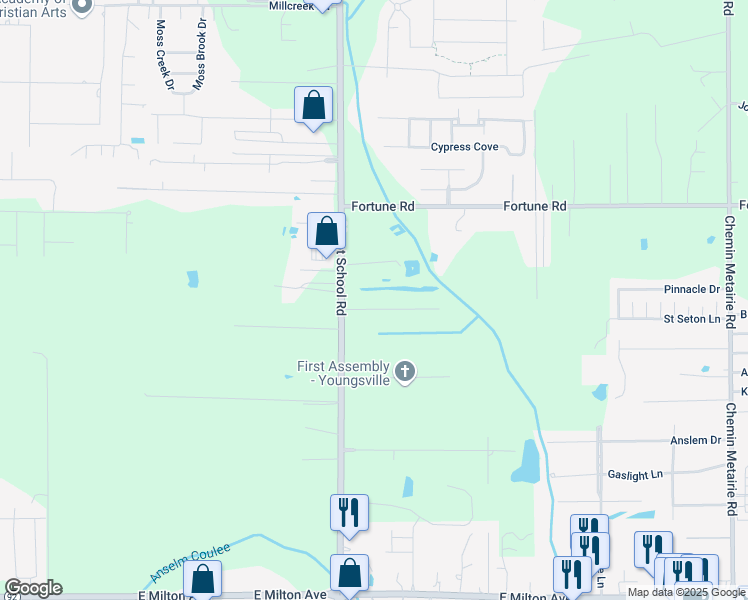map of restaurants, bars, coffee shops, grocery stores, and more near 109 Maple Grove Lane in Youngsville