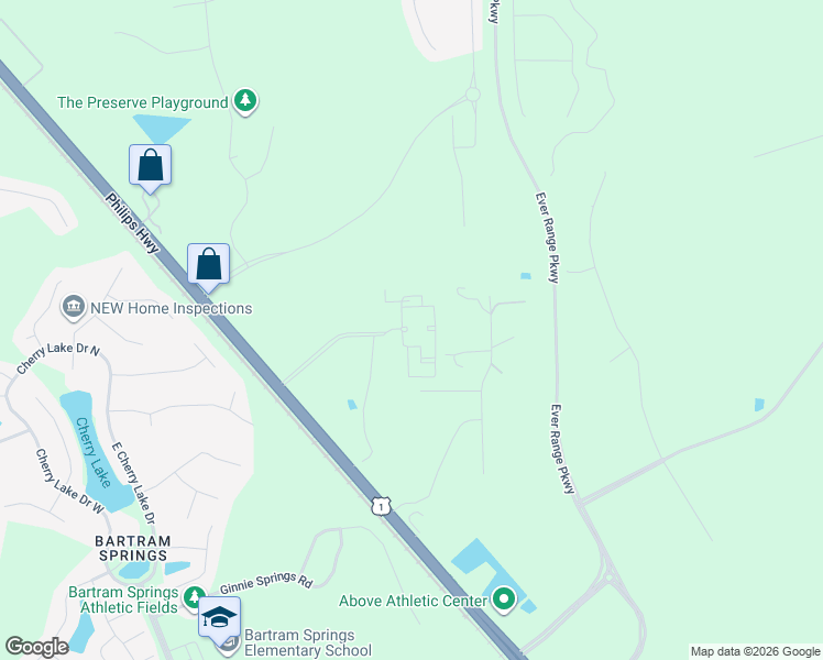 map of restaurants, bars, coffee shops, grocery stores, and more near 14557 Philips Highway in Jacksonville