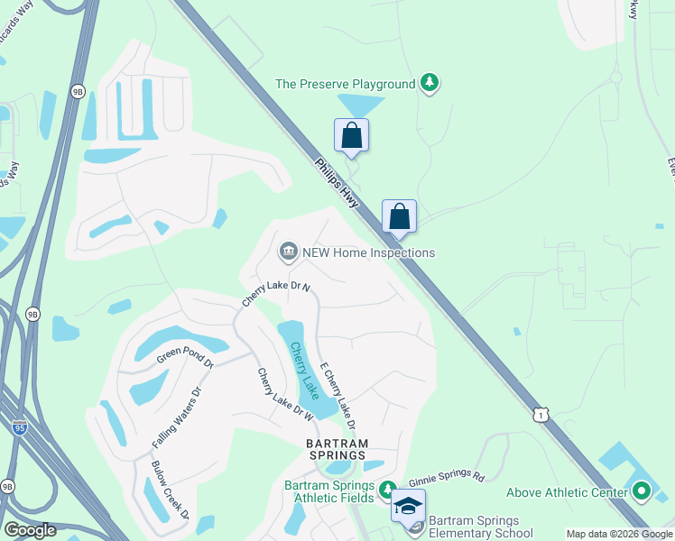 map of restaurants, bars, coffee shops, grocery stores, and more near 6313 Oleta Way in Jacksonville